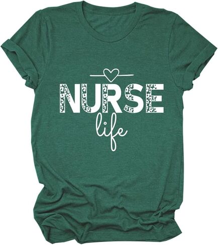 Vintage Nurse Women T-Shirt, Nurse Life Women Letter Printed T Shirt Graphic Nurse Tee Tops in Kuwait