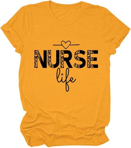 Vintage Nurse Women T-Shirt, Nurse Life Women Letter Printed T Shirt Graphic Nurse Tee Tops in Kuwait