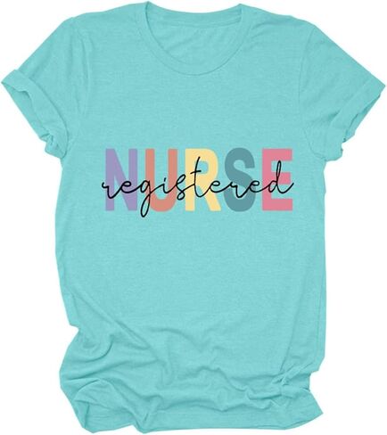 Vintage Nurse Women T-Shirt, Nurse Life Women Letter Printed T Shirt Graphic Nurse Tee Tops in Kuwait