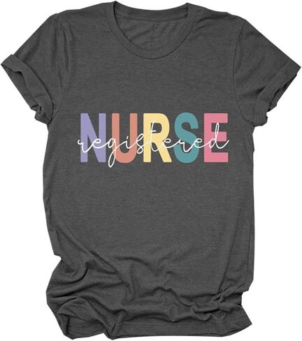 Vintage Nurse Women T-Shirt, Nurse Life Women Letter Printed T Shirt Graphic Nurse Tee Tops in Kuwait