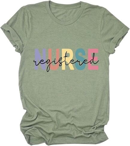 Vintage Nurse Women T-Shirt, Nurse Life Women Letter Printed T Shirt Graphic Nurse Tee Tops in Kuwait