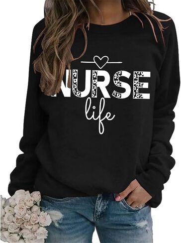 Vintage Nurse Women T-Shirt, Nurse Life Women Letter Printed T Shirt Graphic Nurse Tee Tops in Kuwait