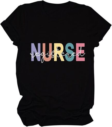 Vintage Nurse Women T-Shirt, Nurse Life Women Letter Printed T Shirt Graphic Nurse Tee Tops in Kuwait