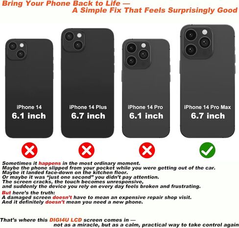 DIGI4U OLED for iPhone 15 Pro Screen Replacement, 6.1'' FHD COF [NOT LCD] Screen for iPhone 15 Pro Display Digitizer Assembly, with Repair Tool Kit for iPhone 15 Pro Replacement Screen in Saudi Arabia