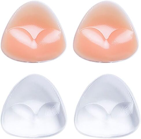 2 Pairs Silicone Bra Inserts Pads Breast Enhancer Push Up Bra Inserts Bra Padding Insert Breast Lifter For Women (Clear and Skin Color) in Saudi Arabia