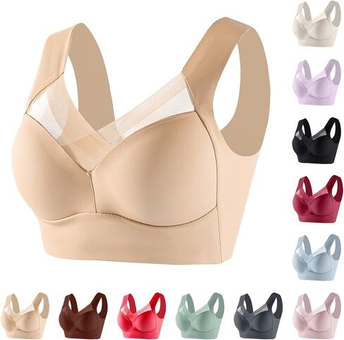 Jelly Bras for Women Push Up Full Coverage Seniors Everyday Lifting Posture Bralette Wireless Breathable Comfort Bra in Kuwait