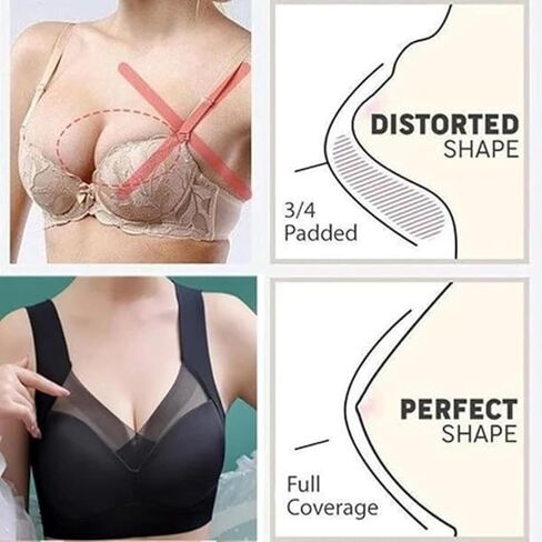 Jelly Bras for Women Push Up Full Coverage Seniors Everyday Lifting Posture Bralette Wireless Breathable Comfort Bra in Kuwait