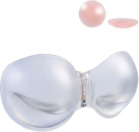 EMOET® Zip Front Closure Adhesive Strapless Bra - Comfort Sticky Padded Bra, Smoothing Jelly Bras for Backless Dress in Saudi Arabia