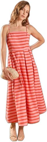 فستان متوسط ​​الطول مخطط للسيدات من English Factory in Kuwait