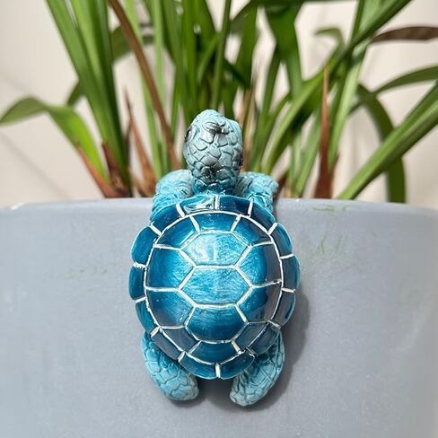 Blue Turtle Planter Decorations - Resin Hanging Sea Turtle for Pot Tortoise Figure Plant Pot Hanger Small Statue for Terrapin Cute Plants Terrapin Sculptures for Indoor Outdoor Garden Patio in Kuwait