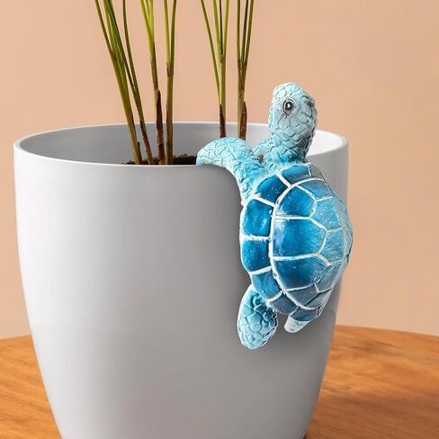 Blue Turtle Planter Decorations - Resin Hanging Sea Turtle for Pot Tortoise Figure Plant Pot Hanger Small Statue for Terrapin Cute Plants Terrapin Sculptures for Indoor Outdoor Garden Patio in Kuwait