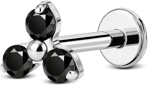 OUFER Body Piercing 16G Lucky Clover Cartilage Earrings Threadless Flat Back Earrings Obsidian Helix Earrings for Women Gold Helix Cartilage Tragus Conch Piercing Jewelry 8MM Conch Helix Tragus Stud in Saudi Arabia