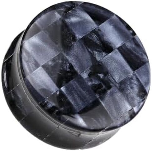 Marble Checker Double Flared Ear Gauge Plug Sold As Pair in Saudi Arabia
