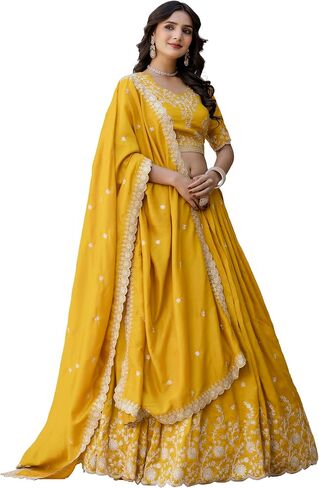 TRENDMALLS Women's Art Silk Embroidery Sequin work Lehenga Choli with Dupatta Ready To Wear in Saudi Arabia