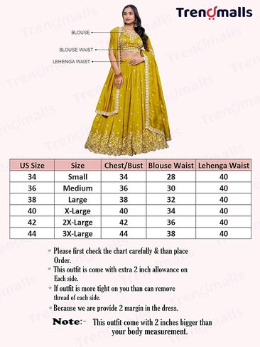 TRENDMALLS Women's Art Silk Embroidery Sequin work Lehenga Choli with Dupatta Ready To Wear in Saudi Arabia