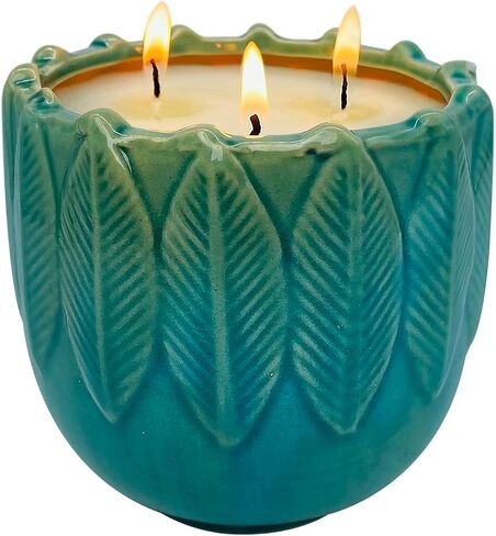 Citronella Candle Outdoor, 20oz 3-Wick Large Exquisite Ceramic Citronella Candle, Natural Essential Oils & Soy Wax Scented Candle, Indoor Outdoor Ambiance Enhancing Centerpiece Candles in Saudi Arabia