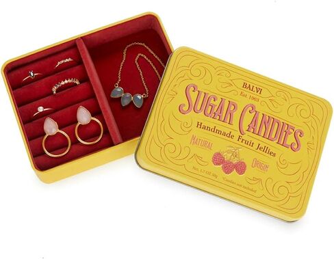 Balvi Sugar Candies Jewelry Box Yellow Simulates a Tin/Velvet Candy Box, Gift in Saudi Arabia