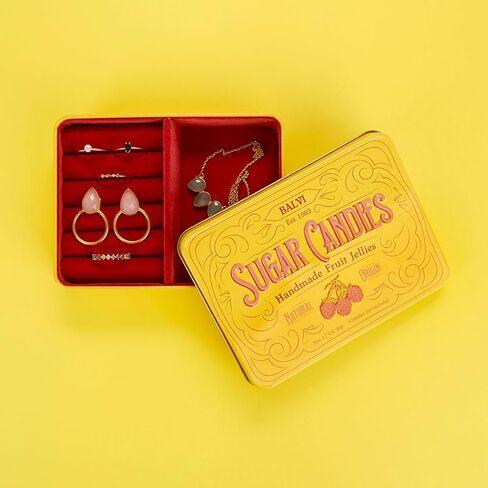 Balvi Sugar Candies Jewelry Box Yellow Simulates a Tin/Velvet Candy Box, Gift in Saudi Arabia