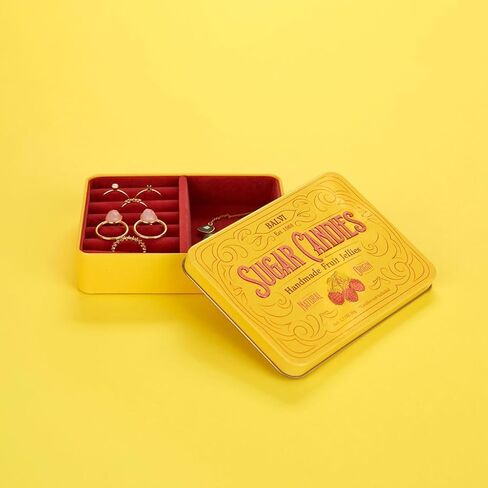 Balvi Sugar Candies Jewelry Box Yellow Simulates a Tin/Velvet Candy Box, Gift in Saudi Arabia