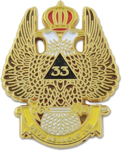 33rd Degree Double Headed Eagle Scottish Rite Masonic Lapel Pin - [Gold & White][1 1/4'' Tall] in Kuwait