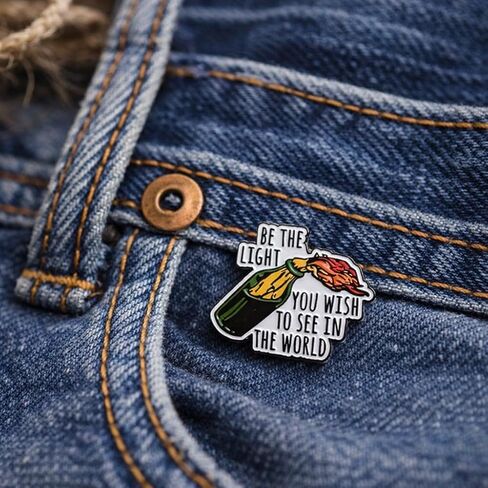 Gag Irony Pin - Funny Molotov Cocktail Enamel Pins for Backpacks, Jackets, Hats with Be The Light You Wish To See In The World. Cool Inspirational Humor Brooches Gifts for Rebels, Punks and Adults. in Saudi Arabia