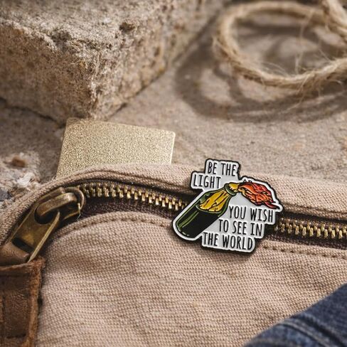 Gag Irony Pin - Funny Molotov Cocktail Enamel Pins for Backpacks, Jackets, Hats with Be The Light You Wish To See In The World. Cool Inspirational Humor Brooches Gifts for Rebels, Punks and Adults. in Saudi Arabia