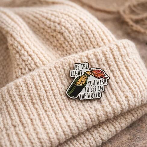 Gag Irony Pin - Funny Molotov Cocktail Enamel Pins for Backpacks, Jackets, Hats with Be The Light You Wish To See In The World. Cool Inspirational Humor Brooches Gifts for Rebels, Punks and Adults. in Saudi Arabia