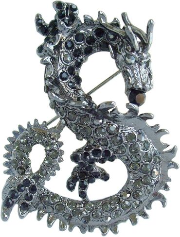 Art Style 2.36" Dragon Brooch Pin Pendant Austrian Crystal BZ2980 in Saudi Arabia