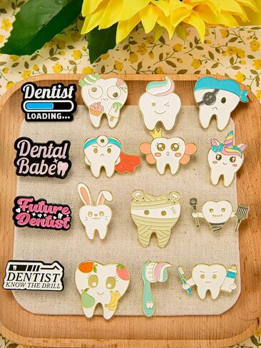 16-Piece Cute Dental Enamel Pins – Adorable Dentist Pins for Dentists, Dental Students & Enthusiasts – Fun and Creative Gift Idea in Saudi Arabia