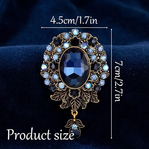 Brooches for Women Vintage Suit Brooches Blue Teardrop Diamond Womens Brooch and Pins Crystal Flower Wedding Brooch and Pins for Women Men Clothes Hats Dress Bags Suit (Blue) in Saudi Arabia