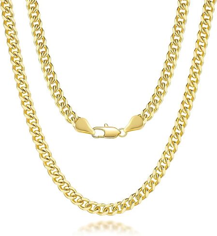 KROMPG 14K Gold Chain for Women Men 14K Gold Necklaces for Women's Necklace Mens Necklace Chain Cuban Link Chains for Women & Men 5MM 16'' 18'' 20'' 22'' 24'' 26'' 30'' in Saudi Arabia