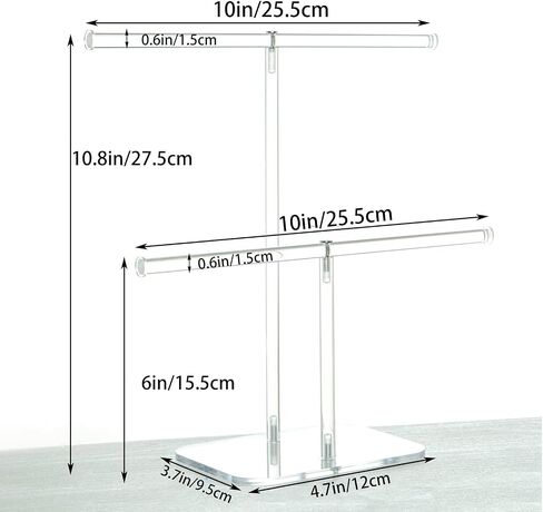 Clear 2-Tier Tower Stand,Jewelry Stand Necklace Holder, Acrylic Jewelry Display Holder, Necklace and Bracelet Hanging Organizer,for Bangles, Necklaces, Bracelets, Rings, Earrings and Watch in Kuwait