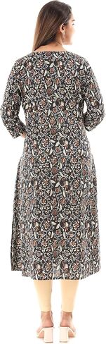 VIHAAN IMPEX Women’s Cotton Tunic Top Printed Kurti with 3/4 Sleeves Dressy Casual Loose Fit Blouse for Work Everyday Wear in Saudi Arabia