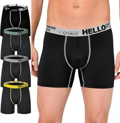 Mens Underwear Stretch Soft Performance Boxer Briefs for Men Comfortable Underpants Lightweight Trunks 4 Pack in Kuwait