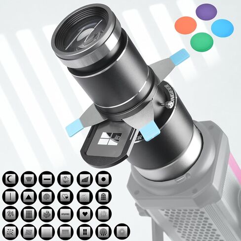 Bowens Mount Optical Snoot for Amaran 150C ، Spotlight Conical Snoot Gobos Kit for Monolight Dorraits ، متوافق مع Aputure Amaran 100x/d 200d/x ، 150/300c ، 600x Pro ، Godox SL60،5 Colors ، 31 Gobos in Kuwait