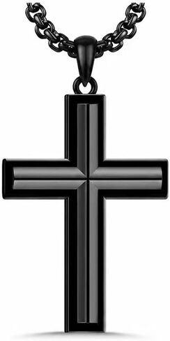 Black Cross Necklace Spiritual Warrior Protection Pendant for Men Modern Jewelry in Saudi Arabia