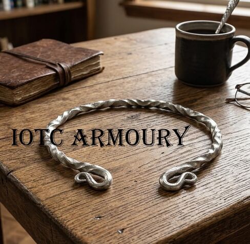 Hand-Forged Silver Viking Torc Necklace • Twisted Metal Celtic Choker • Medieval Reenactment Pagan Neck Ring • Nordic Statement Collar Jewelry in Saudi Arabia
