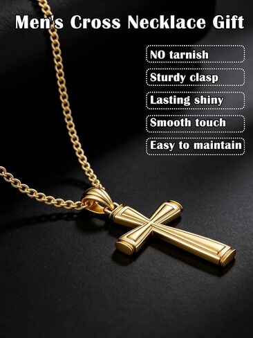 Cross Necklace for Men Faith 14K Gold Jewelry Christian Religious Baptism First Communion Necklace Anniversary Birthday Gifts for Husband, Boyfriend, Father in Saudi Arabia