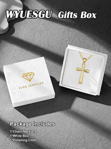 Cross Necklace for Men Faith 14K Gold Jewelry Christian Religious Baptism First Communion Necklace Anniversary Birthday Gifts for Husband, Boyfriend, Father in Saudi Arabia