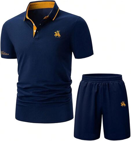 WDIRARA Men's 2 Piece Outfits Letter Graphic Half Button Short Sleeve Shirt and Shorts Tracksuit Set in Kuwait