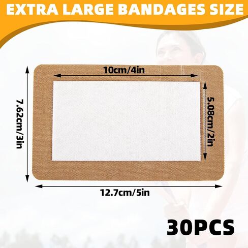 30 PCS Extra Large Bandages, Large Adhesive Bandages with Non-Stick Pad, Big Bandages for First Aid,Big Bandaids for Wound Care, Flexible Fabric Bandages that Cover Large Wounds, Latex Free in Kuwait