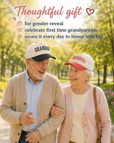 Grandma Grandpa Matching Hats, Embroidered Adjustable Cotton Baseball Caps for Grandparents, Gift for New Grandparents, Mother's Day, Birthday, Retirement in Saudi Arabia