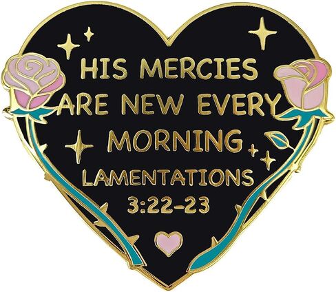 Heart-Shaped Enamel Pin–Inspirational Bible Verse Brooch | Metal Lapel Pin with Roses for Religious Fashion Accessory in Kuwait