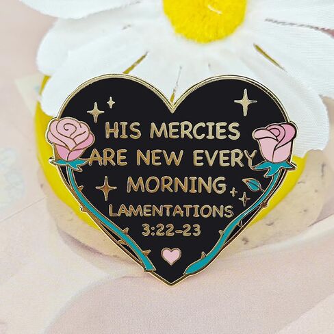 Heart-Shaped Enamel Pin–Inspirational Bible Verse Brooch | Metal Lapel Pin with Roses for Religious Fashion Accessory in Kuwait