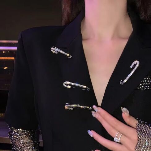 3pcs Full Diamond Brooch Female Fashion Temperament Coat Suit Fixed Pin Fashion Shawl Buckle in Kuwait