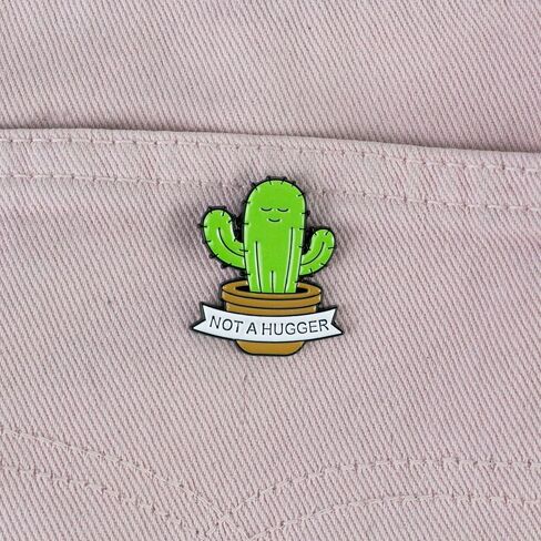 Not A Hugger Cute Cactus Enamel Pin, Sarcastic Introvert Pin Brooch, Sassy Attitude Humor Badge Brooches, Cute Succulent Meme Badges, Funny Gift For Introvert Friend Antisocial Coworker Plant Lover, Funny Antisocial Humor Gift, Novelty Quirky Accessories in Kuwait