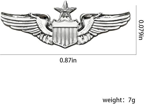 Airplane Pin,Pilot Wings Pin,Silver Air Force Senior Pilot Wing Badge,Pilot Costume Lapel Pins,Metal Aviator Pins for Hat Shirt Uniform Costume,Gift for Flight Schools & Graduation in Saudi Arabia