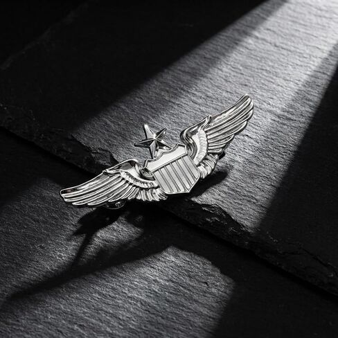 Airplane Pin,Pilot Wings Pin,Silver Air Force Senior Pilot Wing Badge,Pilot Costume Lapel Pins,Metal Aviator Pins for Hat Shirt Uniform Costume,Gift for Flight Schools & Graduation in Saudi Arabia