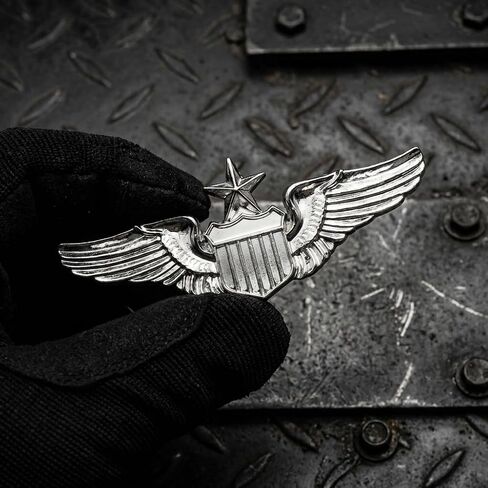 Airplane Pin,Pilot Wings Pin,Silver Air Force Senior Pilot Wing Badge,Pilot Costume Lapel Pins,Metal Aviator Pins for Hat Shirt Uniform Costume,Gift for Flight Schools & Graduation in Saudi Arabia