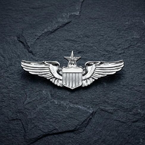 Airplane Pin,Pilot Wings Pin,Silver Air Force Senior Pilot Wing Badge,Pilot Costume Lapel Pins,Metal Aviator Pins for Hat Shirt Uniform Costume,Gift for Flight Schools & Graduation in Saudi Arabia